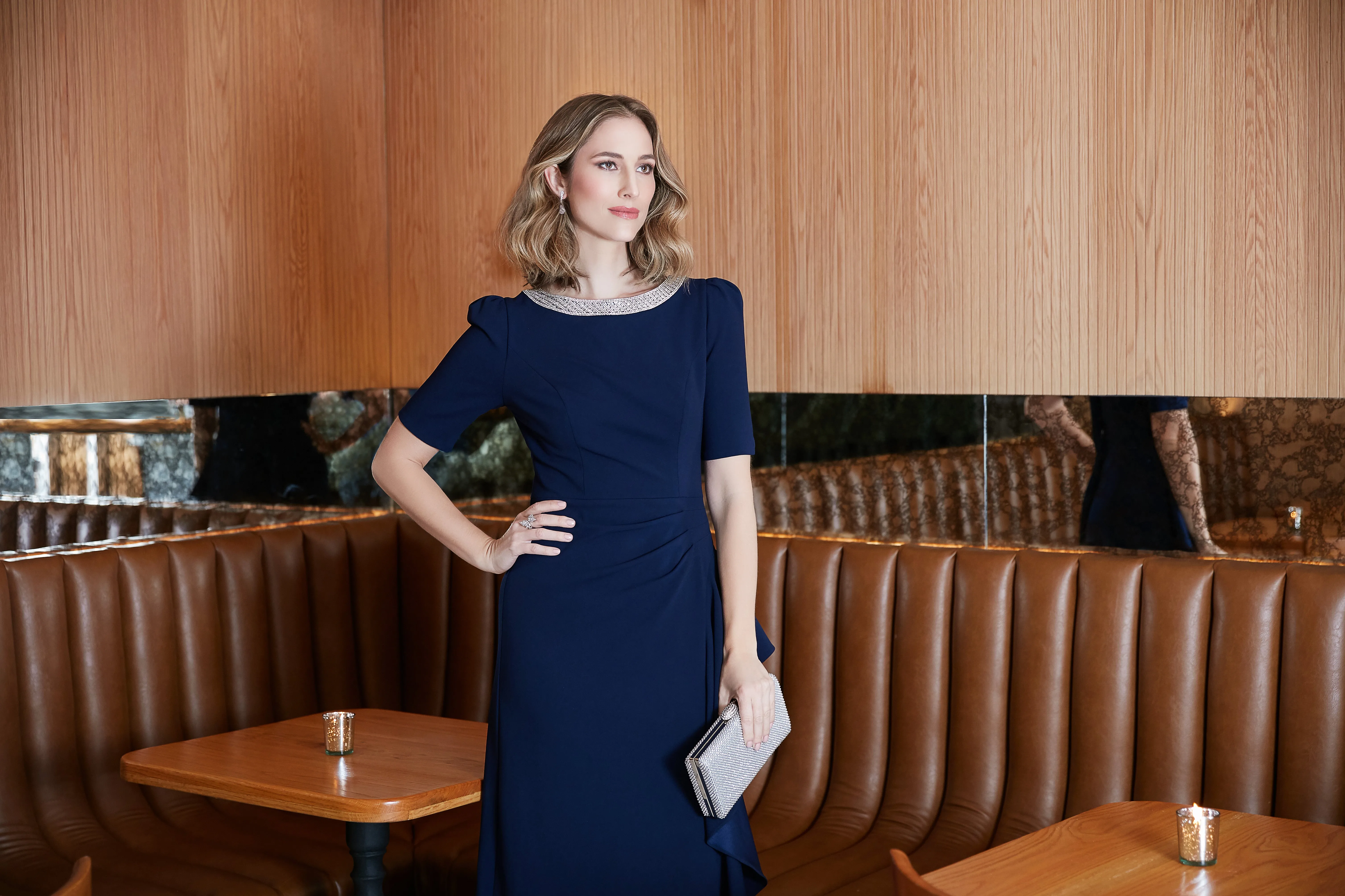 Ashley Stretch Crepe Elbow Sleeve Dress sold by Alex Evenings product image thumbnail 4