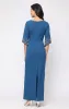 Plus Long Stretch Crepe Column Dress with Surplice Neckline, Gathered Waist Detail and Heat Set Sleeves sold by Alex Evenings