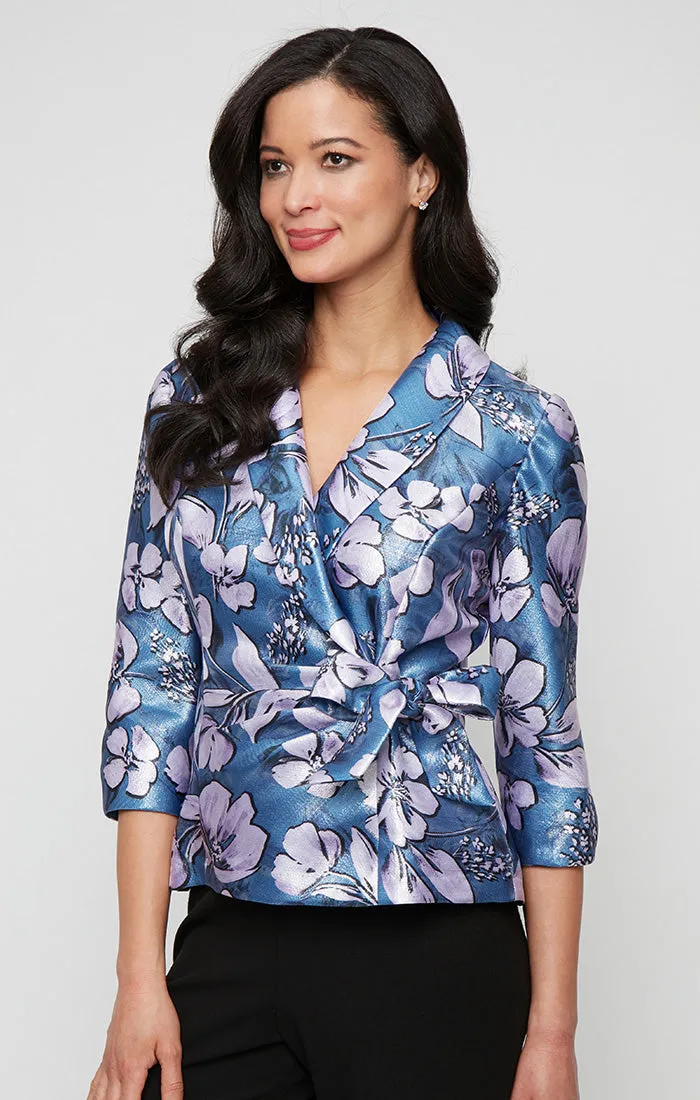 Regular - Printed Jacquard Side Tie Blouse with Collar sold by Alex Evenings