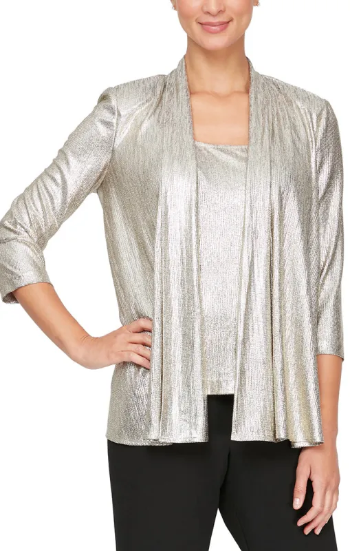 3/4 Sleeve Open Twinset With Scoop Neck Tank sold by Alex Evenings