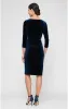 Velvet Sheath Dress with Surplice Neckline, Cascade Skirt & Embellishment Detail at Hip sold by Alex Evenings