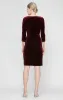 Velvet Sheath Dress with Surplice Neckline, Cascade Skirt & Embellishment Detail at Hip sold by Alex Evenings
