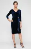 Velvet Sheath Dress with Surplice Neckline, Cascade Skirt & Embellishment Detail at Hip sold by Alex Evenings