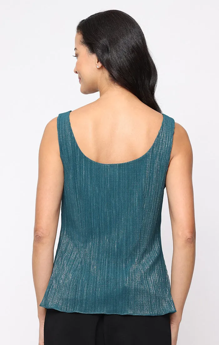 3/4 Sleeve Foil Mesh Twinset with Scoop Neck Tank and Open Full Jacket sold by Alex Evenings product image thumbnail 4