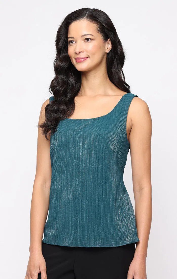 3/4 Sleeve Foil Mesh Twinset with Scoop Neck Tank and Open Full Jacket sold by Alex Evenings product image thumbnail 3