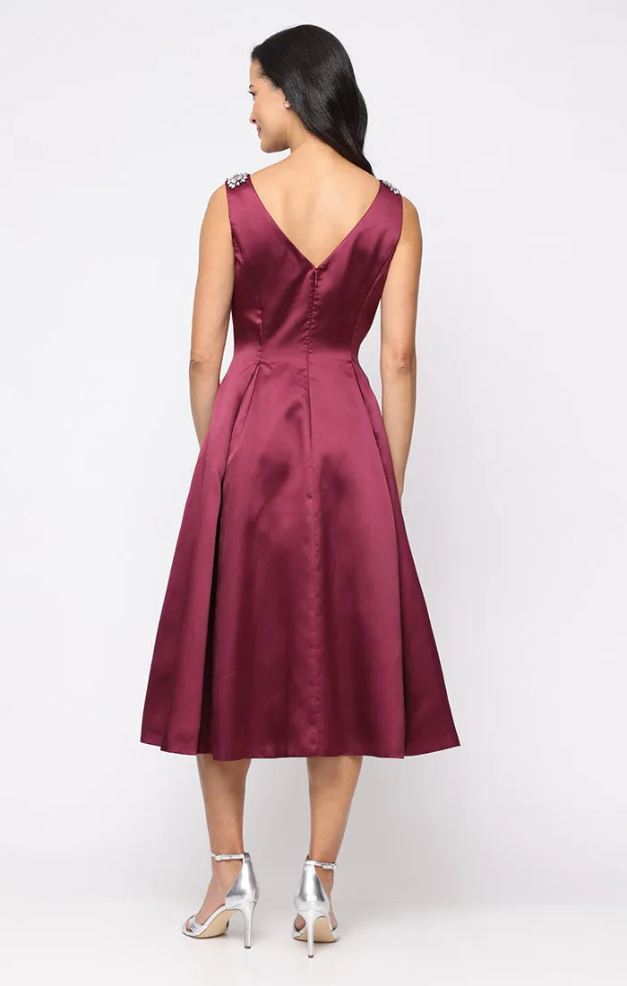 Regular - A-Line Mikado Dress with V-Neckline and Embellishment Detail at Shoulders sold by Alex Evenings product image thumbnail 2