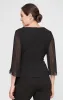 Regular - 3/4 Sleeve Scoop Neck Blouse with Pleated Illusion Sleeves and Tie Belt sold by Alex Evenings