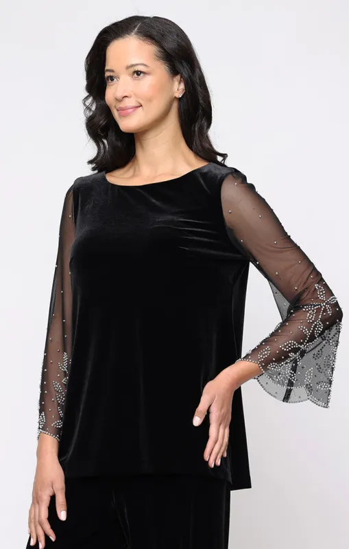 Plus 3/4 Sleeve Stretch Velvet Blouse with Heat Set Illusion Sleeves sold by Alex Evenings