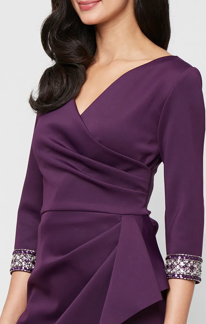 Petite - Crepe Dress with Embellished Sleeve Detail and Tulip Skirt sold by Alex Evenings product image thumbnail 3