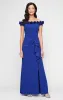 *Long Off the Shoulder Dress With 3D Flower Neckline and Front Slit sold by Alex Evenings
