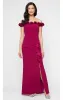 *Long Off the Shoulder Dress With 3D Flower Neckline and Front Slit sold by Alex Evenings