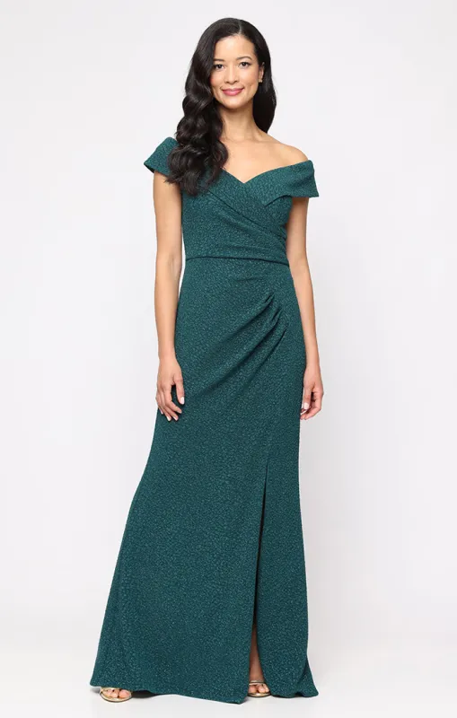 Regular - Off the Shoulder Stretch Jacquard Knit Dress with Sweetheart Neckline sold by Alex Evenings