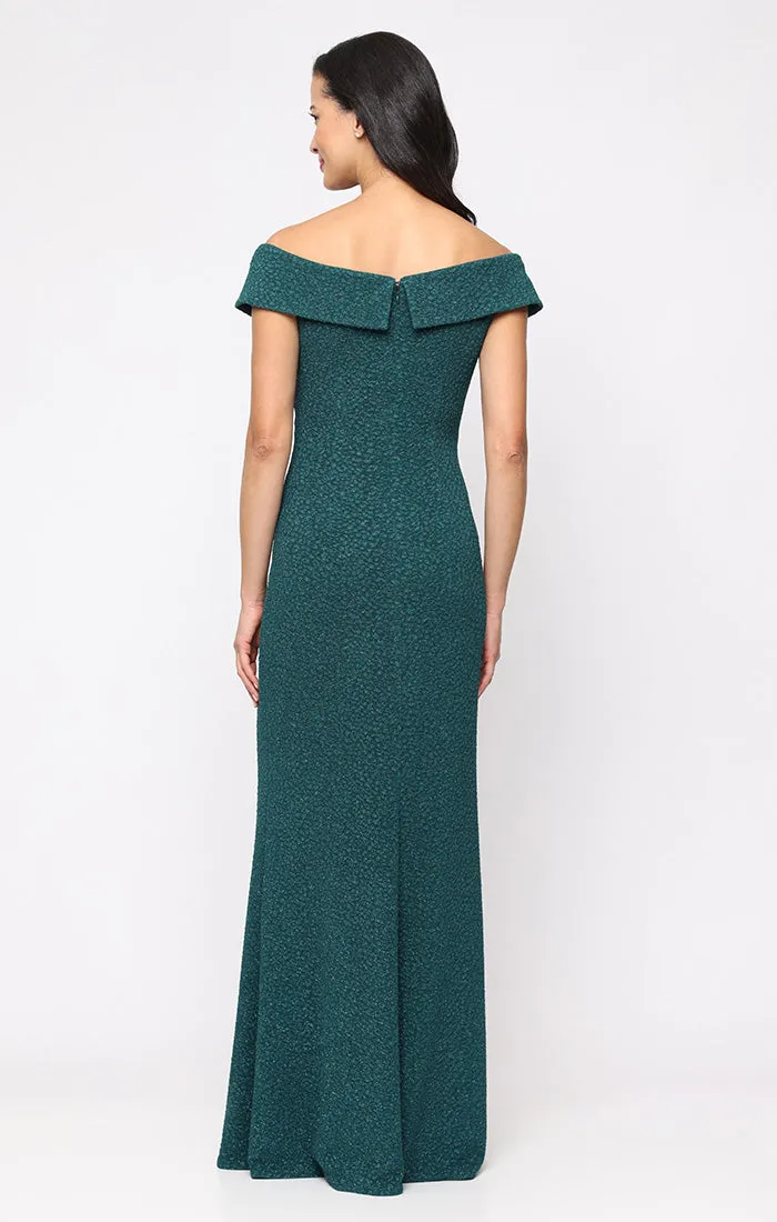 Regular - Off the Shoulder Stretch Jacquard Knit Dress with Sweetheart Neckline sold by Alex Evenings product image thumbnail 2