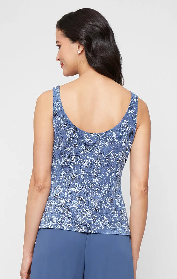 Regular - Glitter Printed Slinky Knit Twinset with Scoop Neck Tank and Open Jacket sold by Alex Evenings product image thumbnail 3