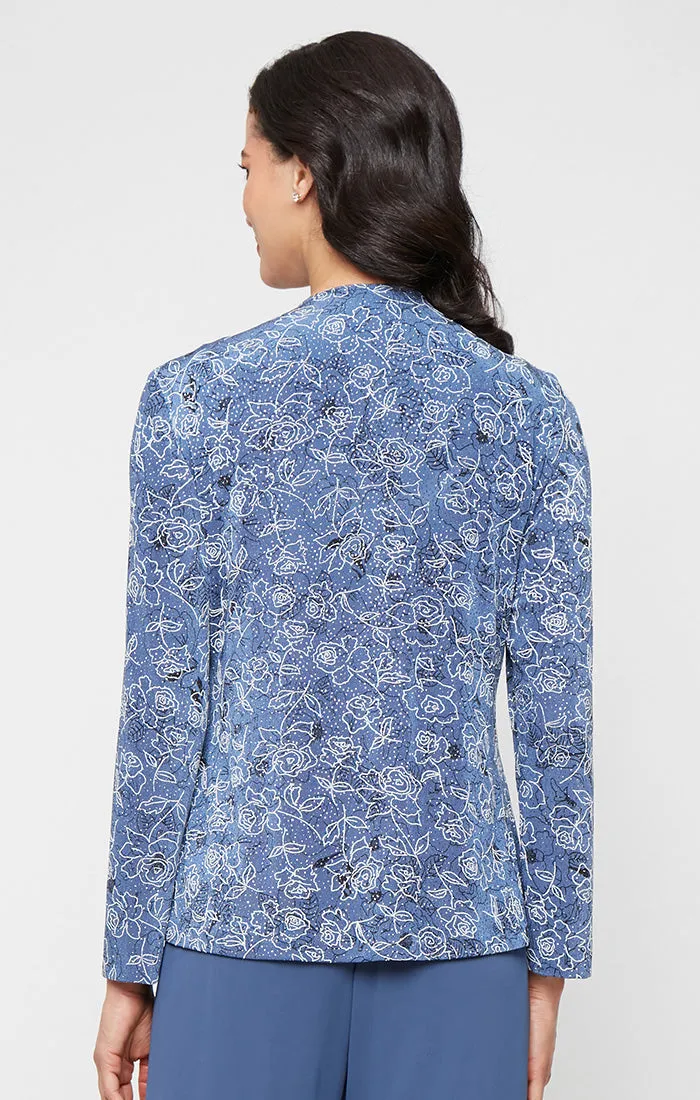 Regular - Glitter Printed Slinky Knit Twinset with Scoop Neck Tank and Open Jacket sold by Alex Evenings product image thumbnail 4