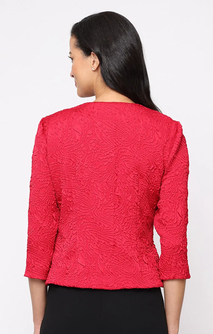 3/4 Sleeve Textured Jacquard Knit Twinset with Embellished Neck Jacket sold by Alex Evenings product image thumbnail 3
