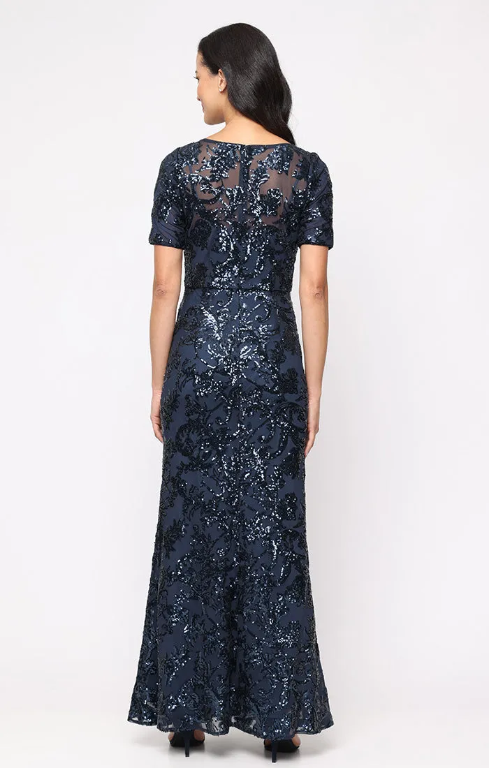Petite Sequin Gown with V-Neckline and Elbow Sleeves sold by Alex Evenings product image thumbnail 2
