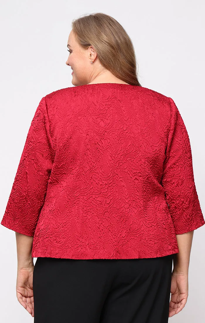 Plus 3/4 Sleeve Textured Jacquard Knit Twinset with Embellished Neck Jacket sold by Alex Evenings product image thumbnail 3
