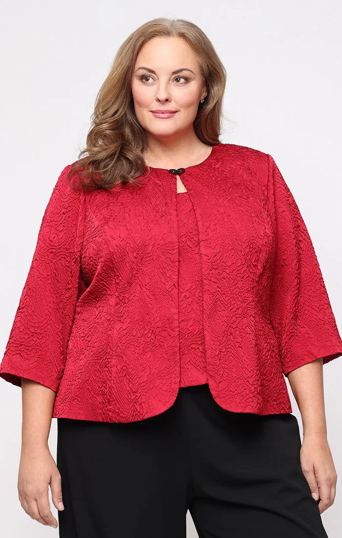 Plus 3/4 Sleeve Textured Jacquard Knit Twinset with Embellished Neck Jacket sold by Alex Evenings