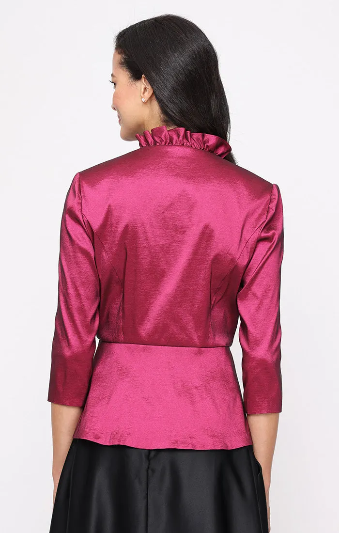 Stretch Taffeta Blouse with Ruffle Detail Surplice Neckline and Peplum Hem sold by Alex Evenings product image thumbnail 4