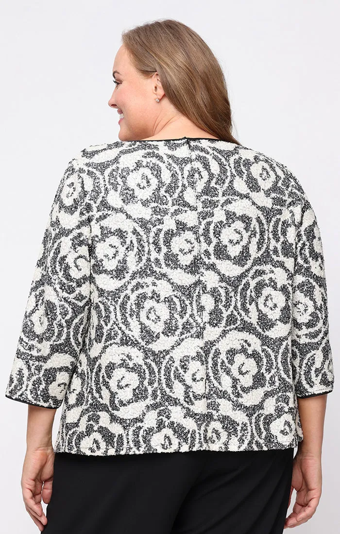 Plus 3/4 Sleeve Patterned Sequin Mock Twinset with Hook Neck Attached Jacket sold by Alex Evenings product image thumbnail 2