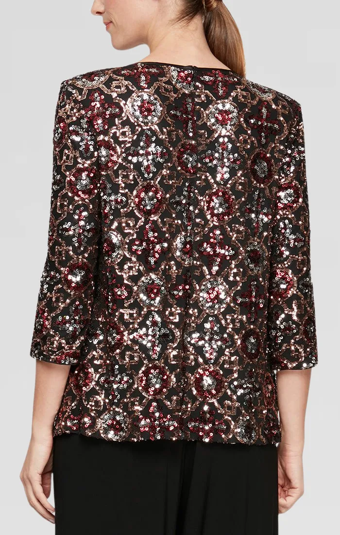 Regular - Faux Twinset with Attached Sequin Jacket and Solid Jersey Cami sold by Alex Evenings product image thumbnail 2