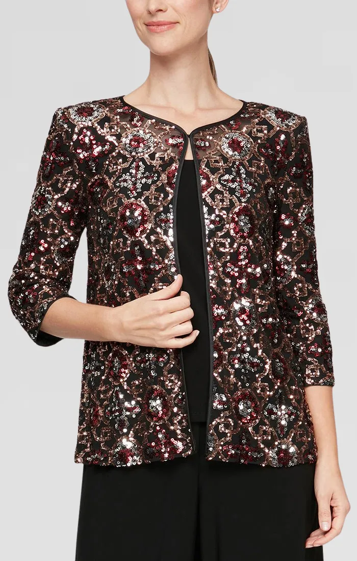 Regular - Faux Twinset with Attached Sequin Jacket and Solid Jersey Cami sold by Alex Evenings