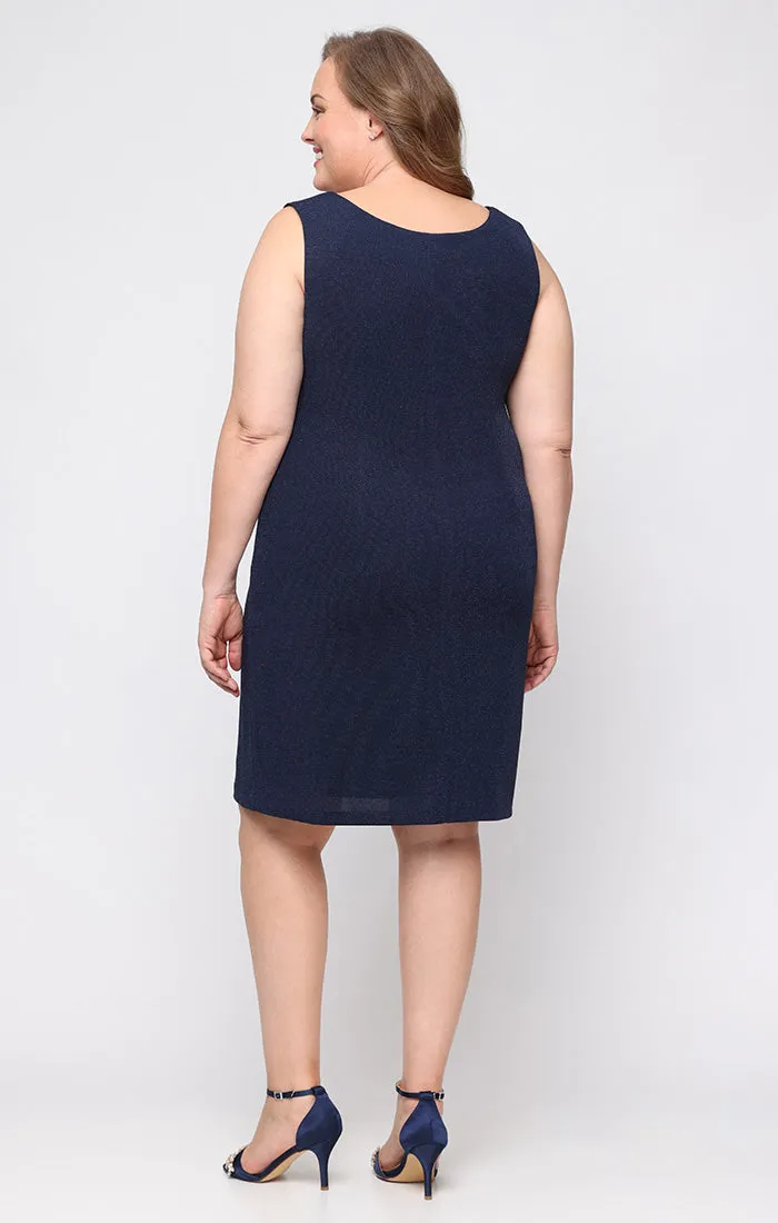 Plus - Metallic Knit Jacket Dress with Heat Set Illusion Sleeves and Elongated Jacket sold by Alex Evenings product image thumbnail 5