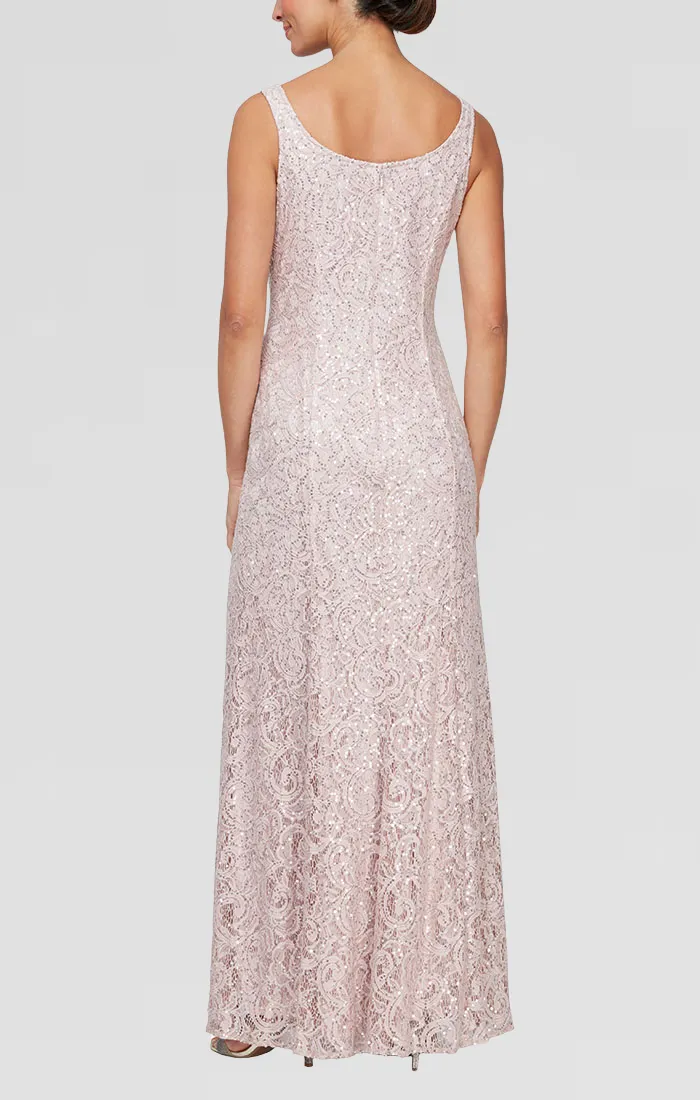 Regular - Long A-Line Jacket Dress With Illusion Cascade Jacket and Sequin Detail sold by Alex Evenings product image thumbnail 4