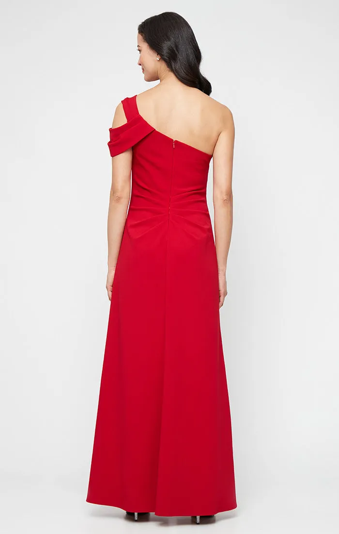 Regular - Long Stretch Crepe One Shoulder Dress with Cold Shoulder Detail & Train sold by Alex Evenings product image thumbnail 2