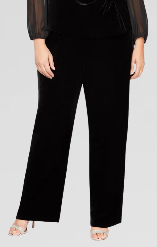 Plus Flat Front Velvet Pant sold by Alex Evenings