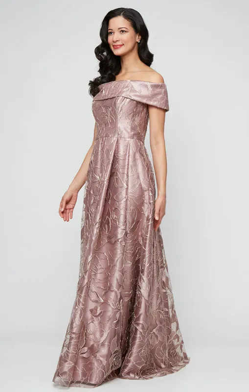 *Long Off the Shoulder Embroidered Ballgown sold by Alex Evenings