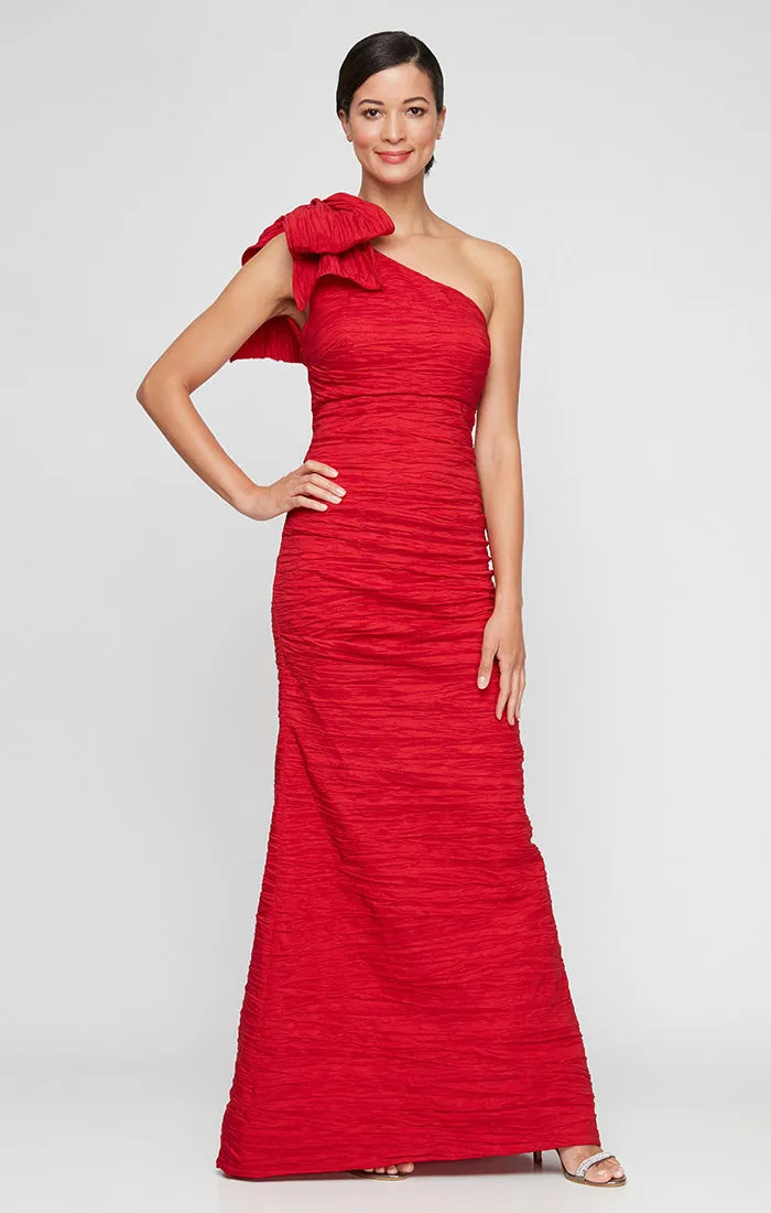 Long One Shoulder Dress with Bow Shoulder Detail sold by Alex Evenings product image thumbnail 4