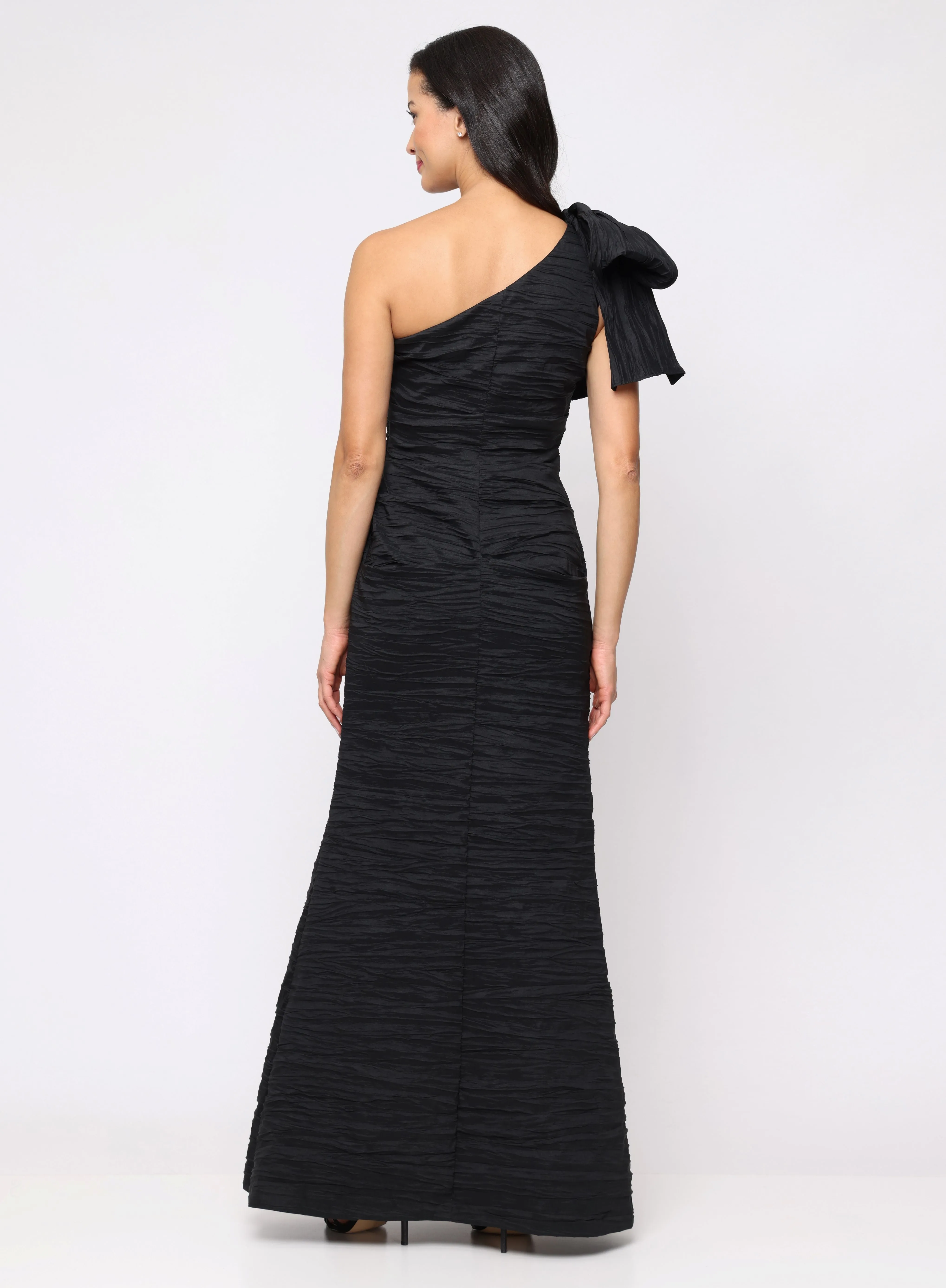 Long One Shoulder Dress with Bow Shoulder Detail sold by Alex Evenings product image thumbnail 3