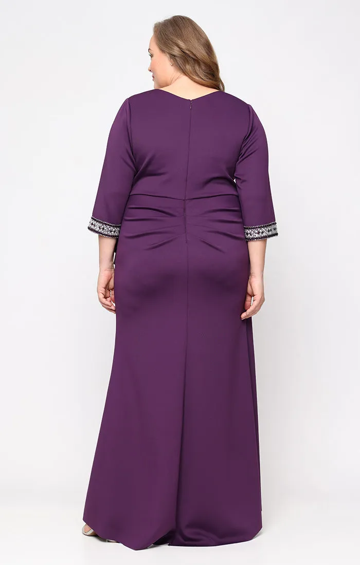 Plus - Crepe Dress with Embellished Sleeve Detail and Tulip Skirt sold by Alex Evenings product image thumbnail 3