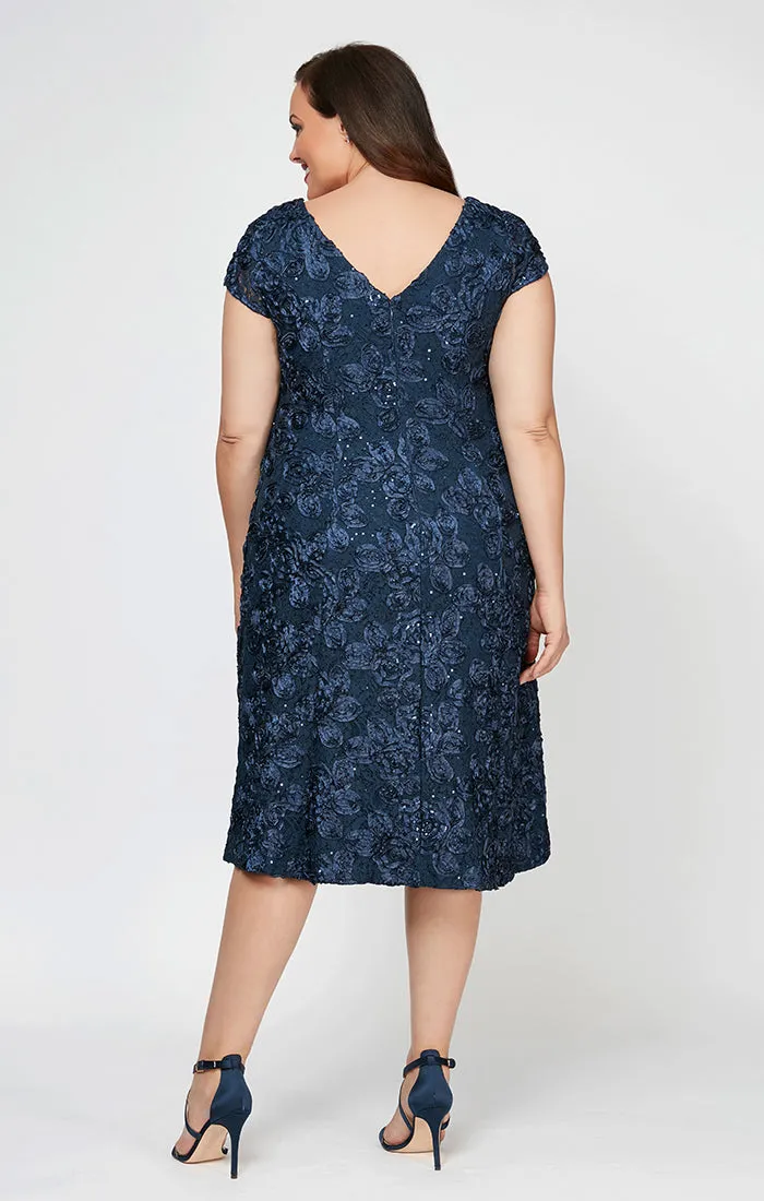 Plus Audrey Rosette Lace Short Dress sold by Alex Evenings product image thumbnail 2