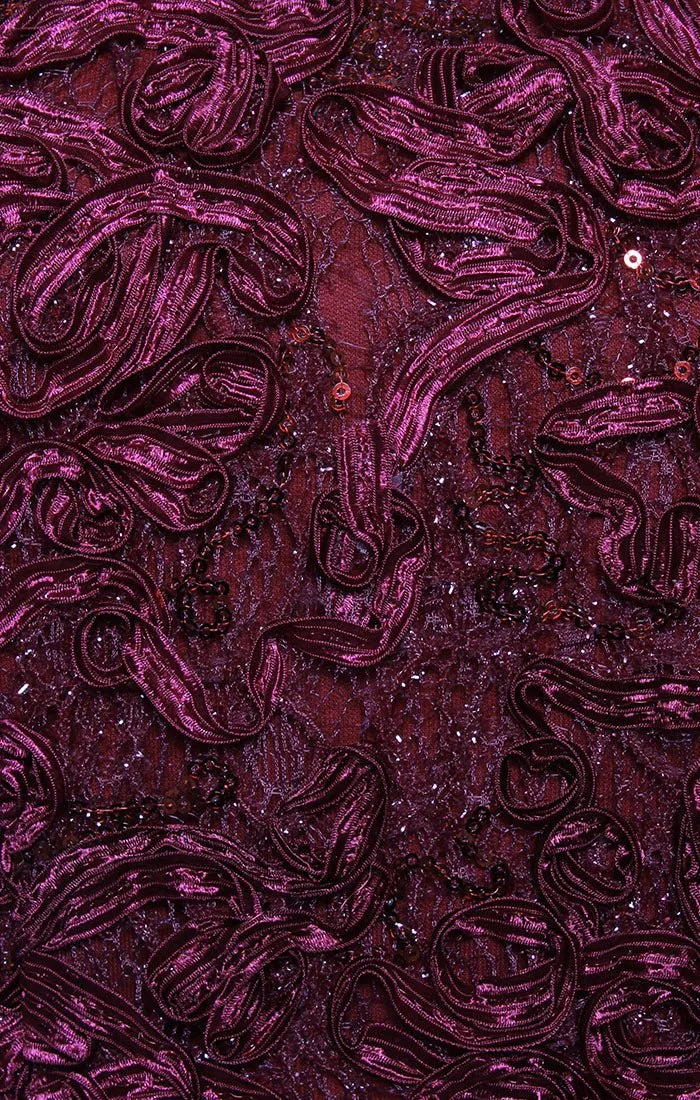 Petite 3/4 Sleeve Soutache Blouse with Puff Shoulder Sleeve Detail, Illusion Neckline and Tie Belt sold by Alex Evenings product image thumbnail 3