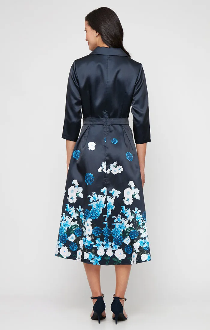 Regular - Printed Mikado Dress with Surplice Neckline, A-Line Skirt and Tie Waist sold by Alex Evenings product image thumbnail 2