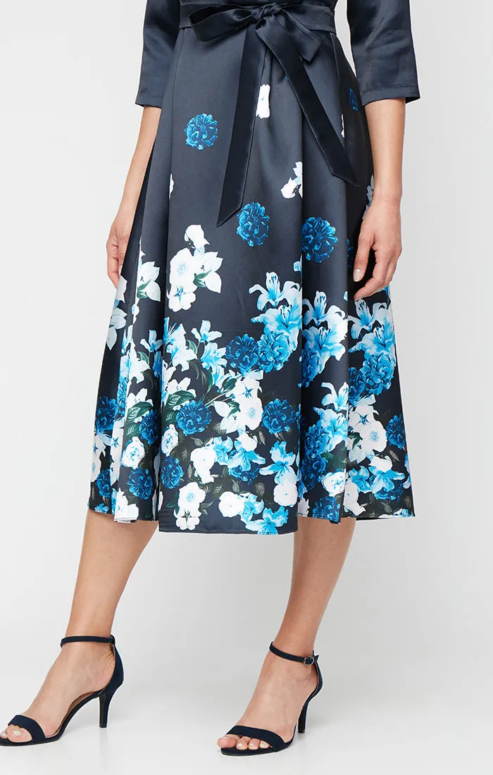Regular - Printed Mikado Dress with Surplice Neckline, A-Line Skirt and Tie Waist sold by Alex Evenings product image thumbnail 3