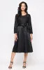 Petite Midi A-Line Dress with Sequin Bodice, Satin Skirt and Tie Waist sold by Alex Evenings