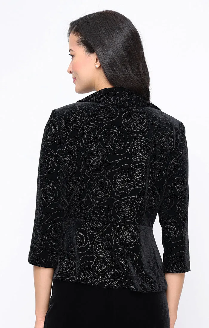 3/4 Sleeve Stretch Velvet Side Closure Blouse with Collar sold by Alex Evenings product image thumbnail 2