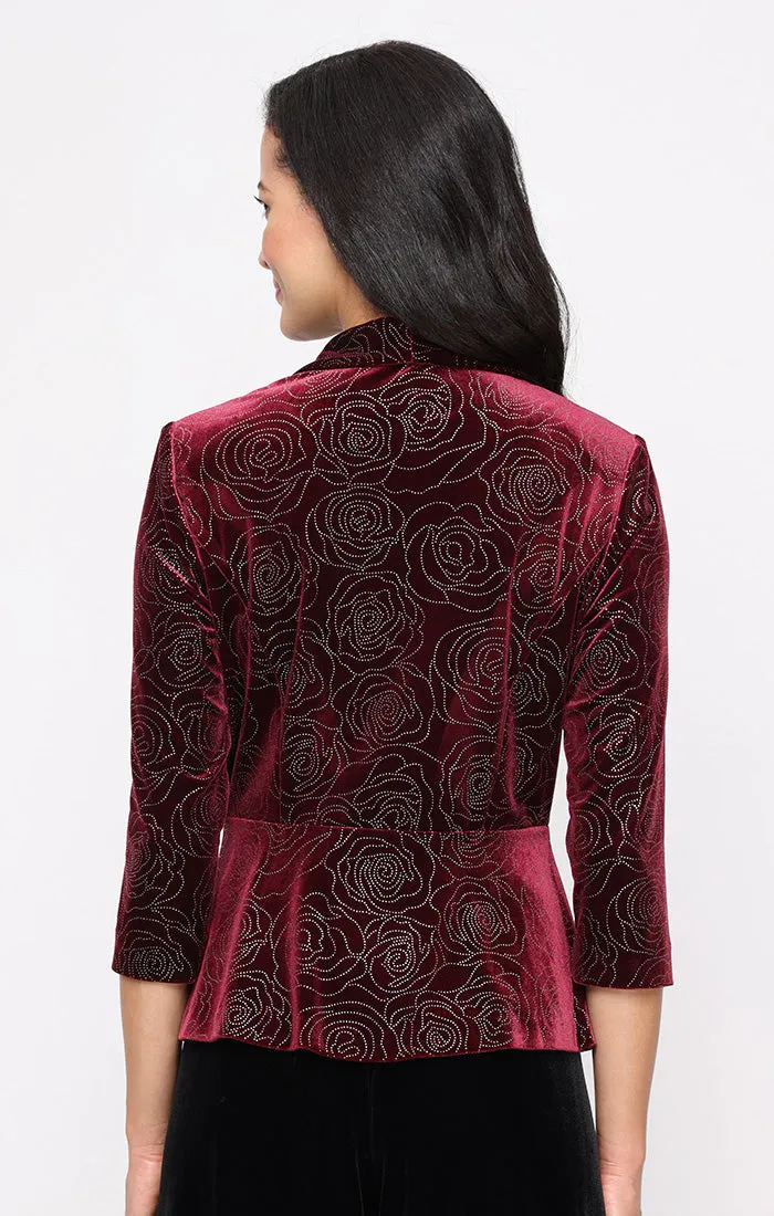3/4 Sleeve Stretch Velvet Side Closure Blouse with Collar sold by Alex Evenings product image thumbnail 4
