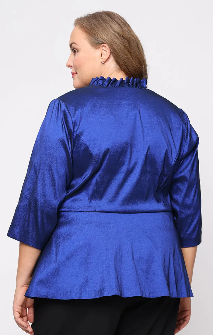 Plus - Stretch Taffeta Blouse with Ruffle Detail Surplice Neckline and Peplum Hem sold by Alex Evenings product image thumbnail 2