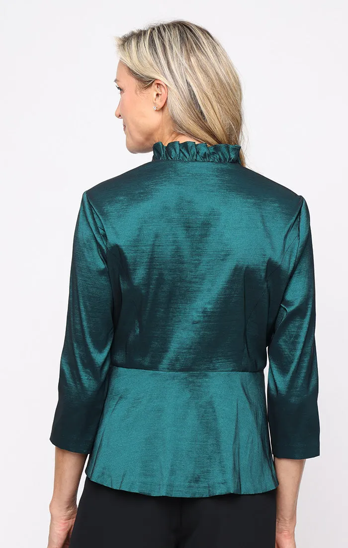 3/4 Sleeve Stretch Taffeta Blouse with Ruffle Detail Surplice Neckline and Peplum Hem sold by Alex Evenings product image thumbnail 2