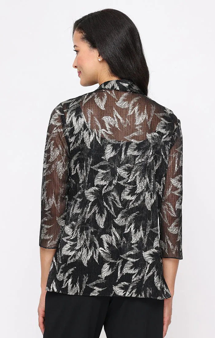 3/4 Sleeve Foil Bodre Twinset with Scoop Neck Tank and Open Cascade Jacket sold by Alex Evenings product image thumbnail 3