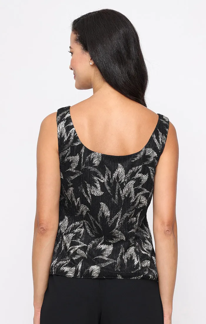 3/4 Sleeve Foil Bodre Twinset with Scoop Neck Tank and Open Cascade Jacket sold by Alex Evenings product image thumbnail 4