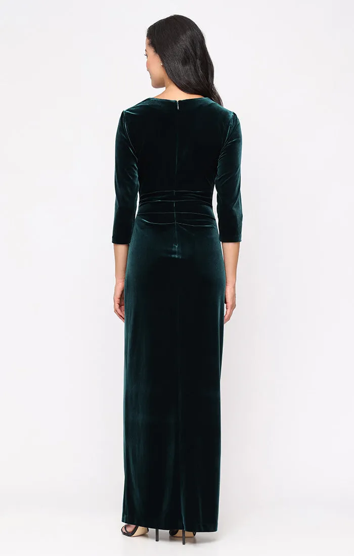 Long Stretch Velvet Dress with Surplice Neckline and Front Slit sold by Alex Evenings product image thumbnail 2
