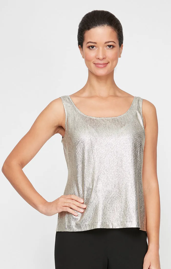 Petite 3/4 Sleeve Open Metallic Knit Twinset with Scoop Neck Tank sold by Alex Evenings product image thumbnail 2