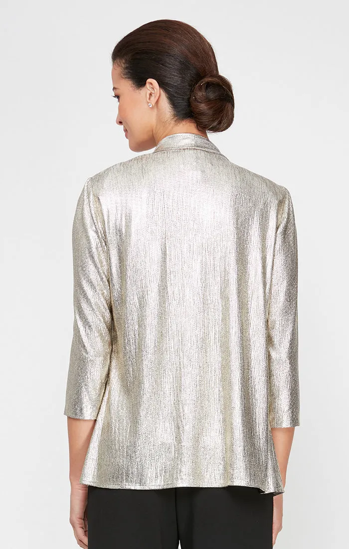 3/4 Sleeve Open Metallic Knit Twinset with Scoop Neck Tank sold by Alex Evenings product image thumbnail 3