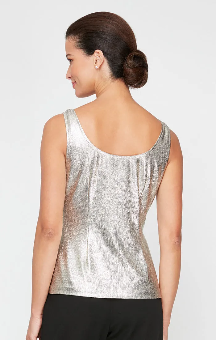 3/4 Sleeve Open Metallic Knit Twinset with Scoop Neck Tank sold by Alex Evenings product image thumbnail 4